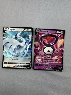 Pokemon Lugia V SWSH 301 & Unown V SWSH 300 English 2-Card Lot MINT - Image 1
