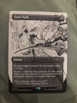 MTG Spider-man Fatal Push (7014) Non-Foil Sketched Chase Card Secret Lair NM - Image 1