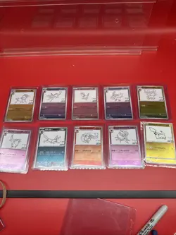 Yu Nagaba X Pokemon Eevee complete set of nine Japanese Pokemon Card 2023 + Pika - Image 1