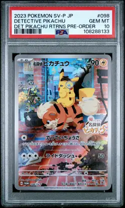 2023 POKEMON JAPANESE SV-P PROMO #098 DETECTIVE PIKACHU PSA 10 - Image 1