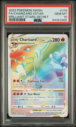 2022 POKEMON SWORD & SHIELD BRILLIANT STARS #174 FULL ART/CHARIZARD VSTAR PSA 10 - Image 1