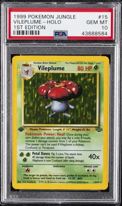 1999 POKEMON JUNGLE 1ST ED #15 VILEPLUME-HOLO PSA 10 - Image 1