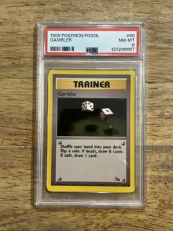 GRADED PSA 8 1999 Pokemon Fossil Gambler #60 - Image 1