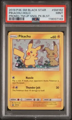 2019 POKEMON SM BLACK STAR PROMO TEAM UP SINGLE PACK BLISTERS PIKACHU-HOLO PSA 9 - Image 1