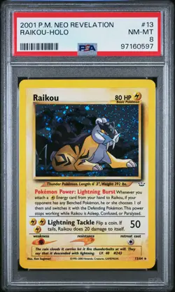 2001 POKEMON NEO REVELATION #13 RAIKOU-HOLO PSA 8 - Image 1
