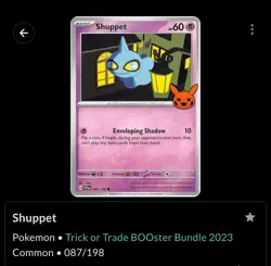 Shuppet 087/198 Trick or Trade 2023 Pokemon TCG Card NM - Image 3