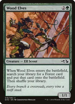 MTG Magic the Gathering Wood Elves (18/65) DDA, Elves vs. Goblins NM - Image 1