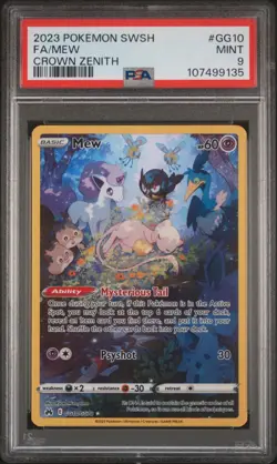 2023 POKEMON SWORD & SHIELD CROWN ZENITH #GG10 FULL ART/MEW PSA 9 - Image 1