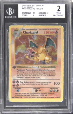 1999 POKEMON BASE SET 1ST EDITION THIN STAMP CHARIZARD BGS 2 - Image 1
