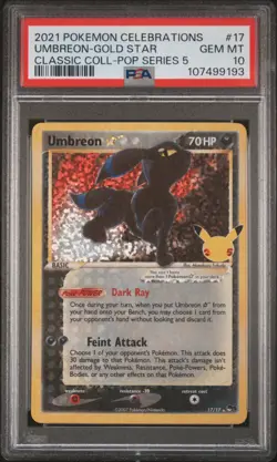 2021 POKEMON CELEBRATIONS CLASSIC COLLECTION #17 UMBREON-GOLD STAR PSA 10 - Image 1