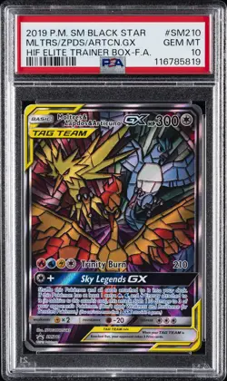 2019 POKEMON SM BLACK STAR PROMO FULL ART/MOLTRES & ZAPDOS & ARTICUNO GX PSA 10 - Image 1