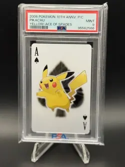 POP 1 !!!! PSA 9 MINT Pokemon Pikachu Ace of Spades 10th Anniversary Poker 2006 - Image 1