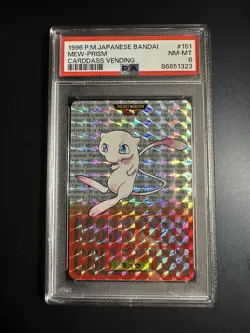 1996 Pokemon Japanese Bandai Carddass Vending #151 Mew Red Prism PSA 8 - Image 1