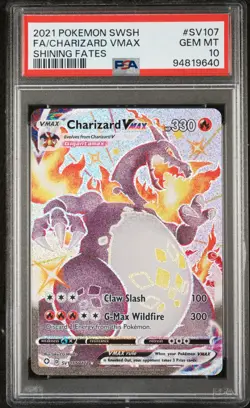 2021 POKEMON SWORD & SHIELD SHINING FATES #SV107 FULL ART/CHARIZARD VMAX PSA 10 - Image 1