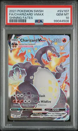 2021 POKEMON SWORD & SHIELD SHINING FATES #SV107 FULL ART/CHARIZARD VMAX PSA 10 - Image 1
