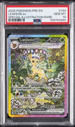 2025 POKEMON PRE EN-PRISMATIC EVOLUTIONS #144 LEAFEON EX PSA 10 - Image 1