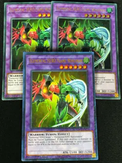 YUGIOH ELEMENTAL HERO FLAME WINGMAN HAC1-EN019 1ST ULTRA X3 (NM) - Image 1