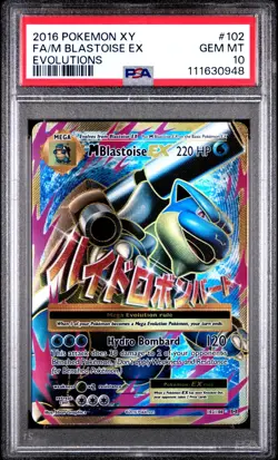 Mega M Blastoise EX 102/108 PSA 10 XY Evolutions Holo Full Art Pokemon Card YY9 - Image 1
