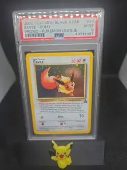 2000 WOTC POKEMON LEAGUE EEVEE #11 BLACK STAR HOLO PROMO PSA 9 MINT - Image 1