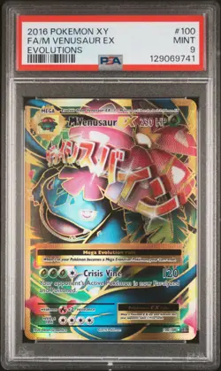2016 POKEMON XY EVOLUTIONS #100 FULL ART/M VENUSAUR EX PSA 9 - Image 1