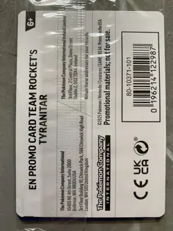 Pokemon TCG Team Rocket's Tyranitar 096/182 Pokemon Center Stamped Promo Sealed - Image 4