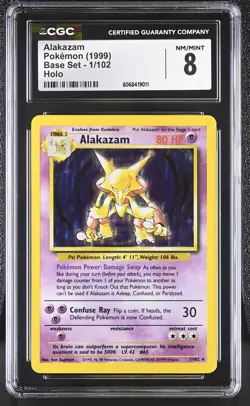 CGC 8 Alakazam 1999 Base Set 1/102 Holo Pokemon Card - Image 1