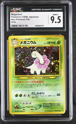 CGC 9.5 MINT+ Meganium 1999 Neo Premium File Japanese 154 Holo Pokemon Card - Image 1