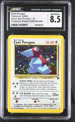 CGC 8.5 Cool Porygon Black Star Promo 15 Holo Pokemon Card - Image 1
