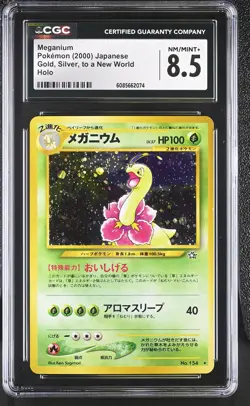 CGC 8.5 Meganium Japanese Neo Genesis 154 Holo Pokemon Card - Image 1