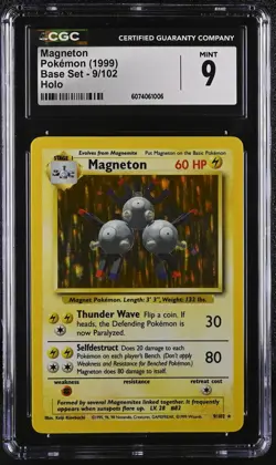 CGC 9 MINT Magneton 1999 Base Set 9/102 Holo Pokemon Card - Image 1
