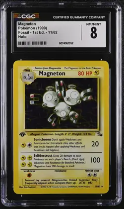 CGC 8 Magneton 1999 Fossil 1st Edition 11/62 Holo Pokemon Card - Image 1