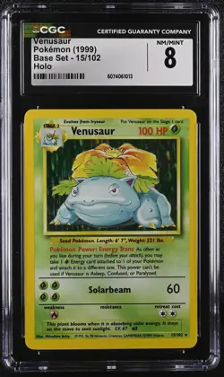 CGC 8 Venusaur 1999 Base Set 15/102 Holo Pokemon Card - Image 1
