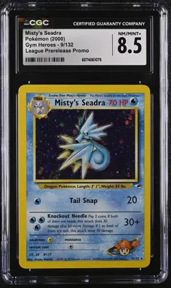 CGC 8.5 Misty's Seadra 2000 Gym Heroes 9/132 Prerelease Holo Pokemon Card - Image 1