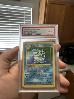 Pokemon TCG Blastoise Base Set Holo Rare Card 2/102 Stage Error PSA 8 - Image 1