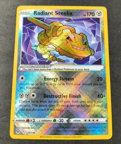 Pokemon Lost Origin Radiant Steelix Holo Rare Card 124/196 NM - Image 1