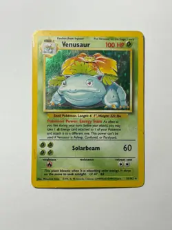 Pokemon TCG Venusaur Base Set Holo Unlimited Rare Card 15/102 HP Condition - Image 1