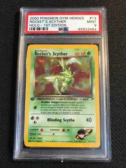 PSA 9 MINT Rocket's Scyther 13 Gym Heroes 1st Edition Holo Pokemon Card - Image 1