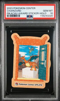 2023 POKEMON CENTER PIKACHU AWARD DELIVERY! STICKER HOLO CHARIZARD PSA 10 - Image 1