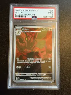 2023 Pokemon OBF EN Scizor Illustration Rare #205 PSA 9 Mint - Image 1