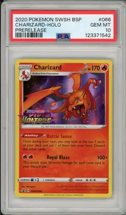 2020 Pokemon SWSH Black Star Promo Charizard Holo Prerelease #066 PSA 10 - Image 1