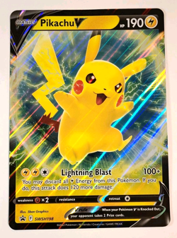 Pokemon PIKACHU V Oversized Jumbo Black Star Promo #SWSH198 - Image 1