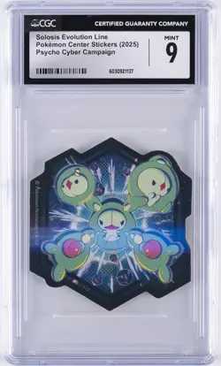 2025 POKEMON CENTER STICKERS PSYCHO CYBER CAMPAIGN SOLOSIS EVOLUTION LINE CGC 9 - Image 1