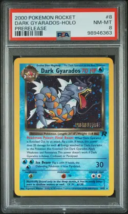 Dark Gyarados - PSA 8 Holo SWIRL Prerelease Promo - 8/82 Team Rocket Pokemon 363 - Image 1
