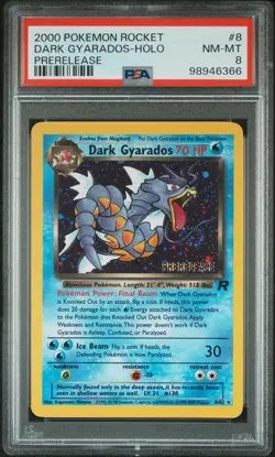 Dark Gyarados - PSA 8 Holo SWIRL Prerelease Promo - 8/82 Team Rocket Pokemon 366 - Image 1