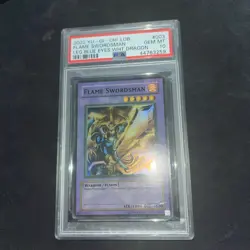 2002 Yu-Gi-Oh! Flame Swordsman LOB-003 Super Rare PSA 10 1.5 Print Faded Lob - Image 3