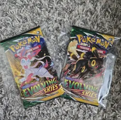 2021 Pokemon Evolving Skies Booster Packs Factory Sealed x2 NEW - Image 1