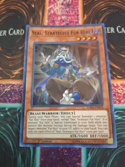 Yugioh Seal, Strategist Fur Hire DASA-EN018 Super Rare 1st Edition Near Mint - Image 1
