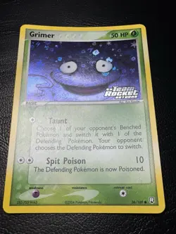 Pokemon Grimer Reverse Holo Stamped Card 56/109 Team Rocket Returns - Image 1