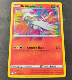 Pokemon Shining Fates Reshiram Amazing Rare Holo Card 017/072 NM - Image 1