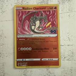 2022 Pokemon Radiant Charizard Radiant Rare Pokemon Go 011/078 Card Near Mint - Image 1